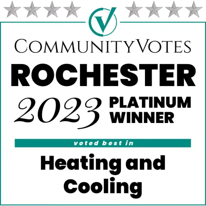 CommunityVotes Rochester 2023 - Platinum Winner for HVAC Services