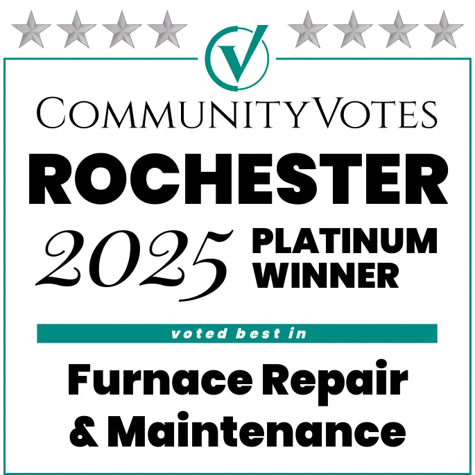 CommunityVotes Rochester 2025 - Platinum Winner for Furnace Repair & Maintenance